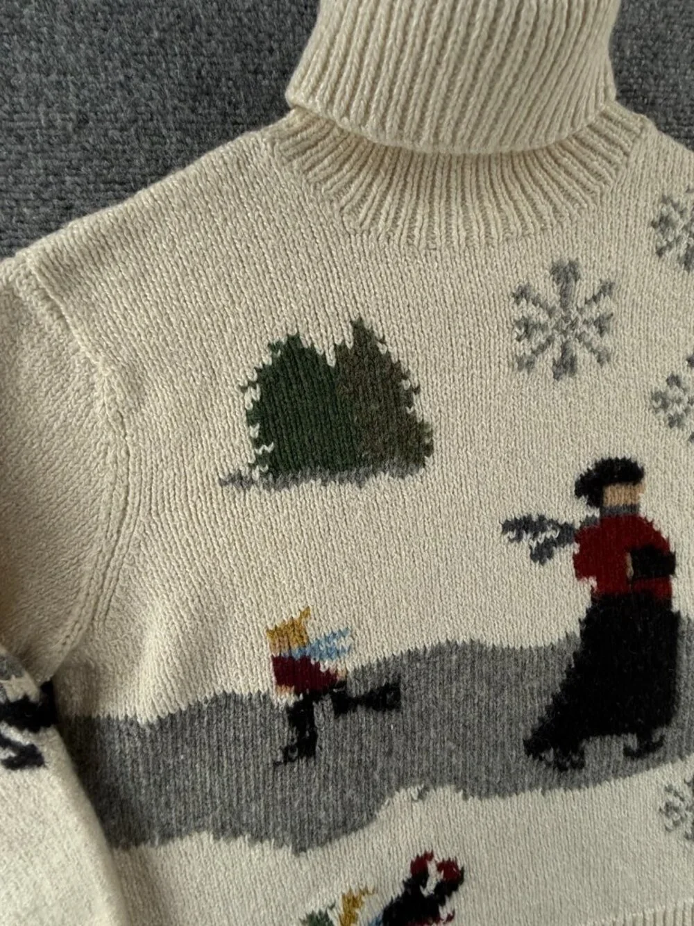 Ralph Lauren XL Hand Knit Tricote A La Main Turtleneck Sweater Graphic Winter